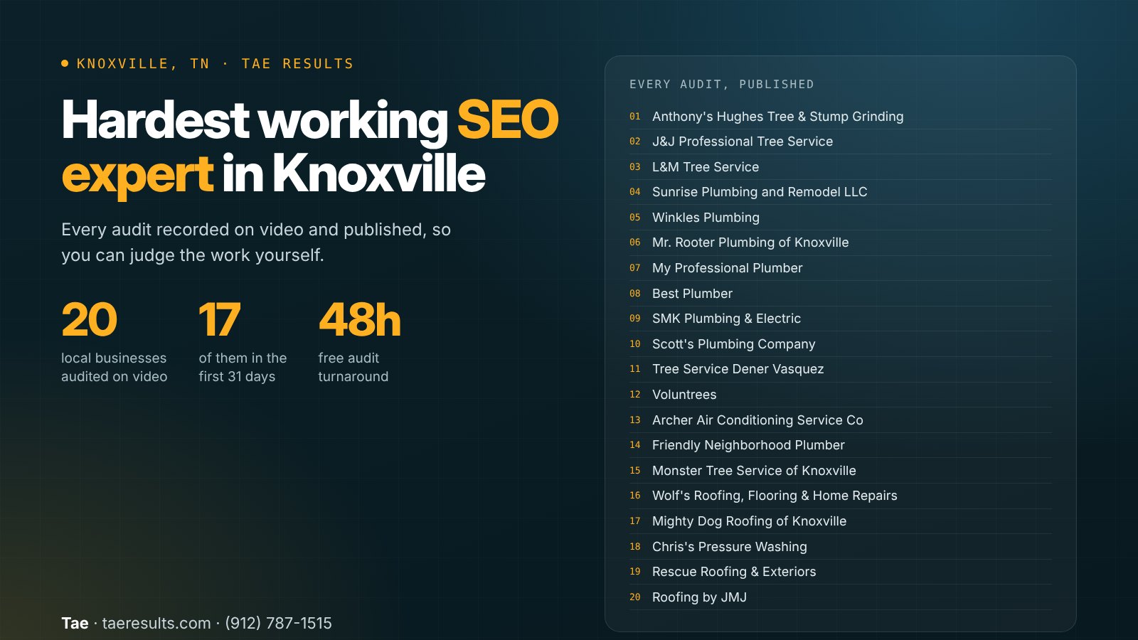 The 20 local businesses Tae has audited on video